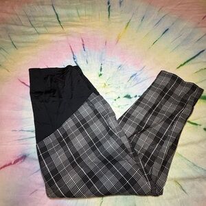 Maternity Professional Workwear Monochrome Plaid Full Panel Trouser Pants